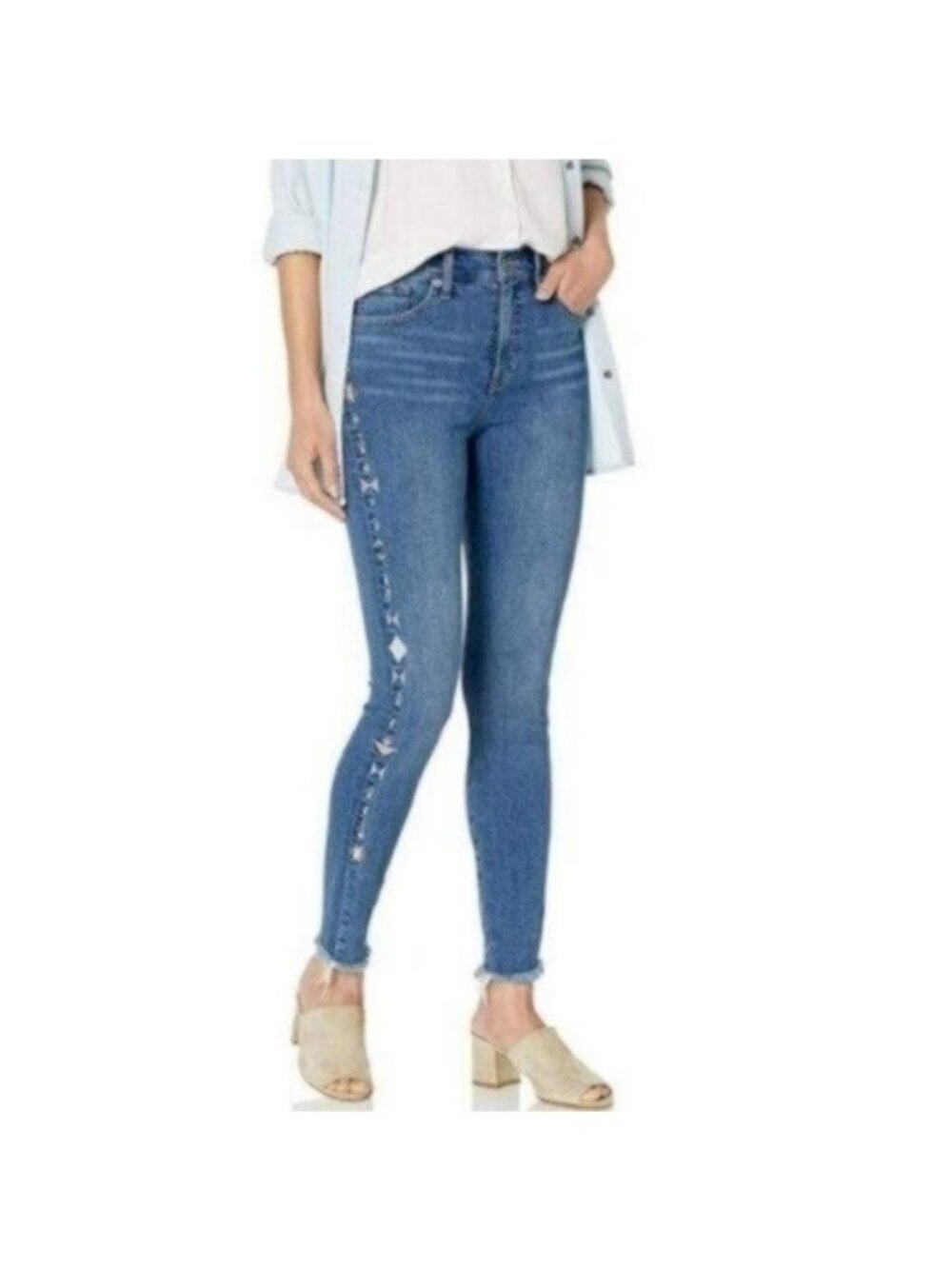 Lucky Brand | Bridgette Skinny Embroidered Side High Rise Jeans Light Wash